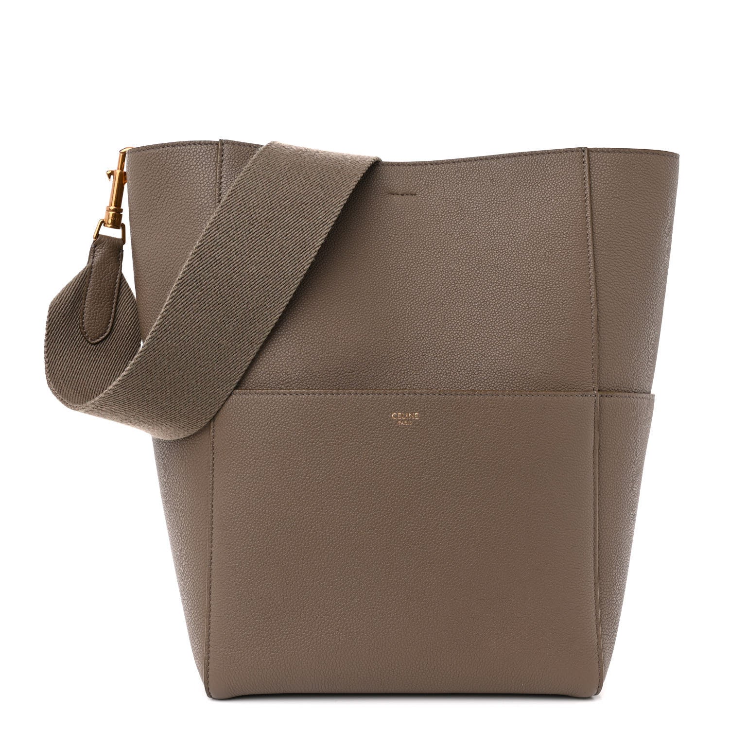 Celine Soft Grained Calfskin Sangle Bucket Bag Taupe 1 of 14