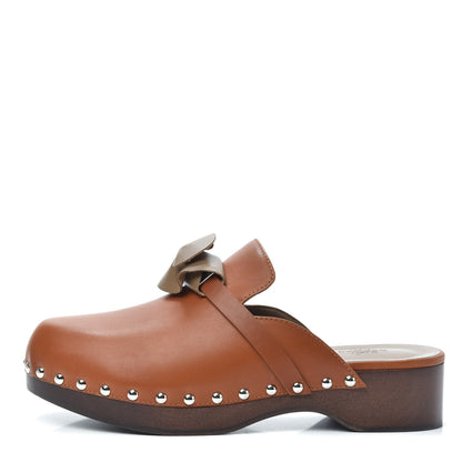Hermes Heritage Calfskin Carlotta Mules 37 Naturel 1 of 7