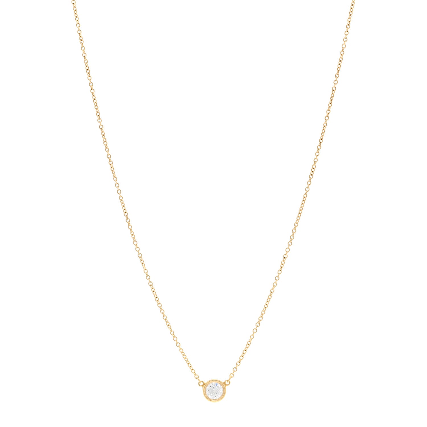 Tiffany 18K Yellow Gold Diamond .33ct Elsa Peretti Diamonds by the Yard Pendant Necklace 1 of 4