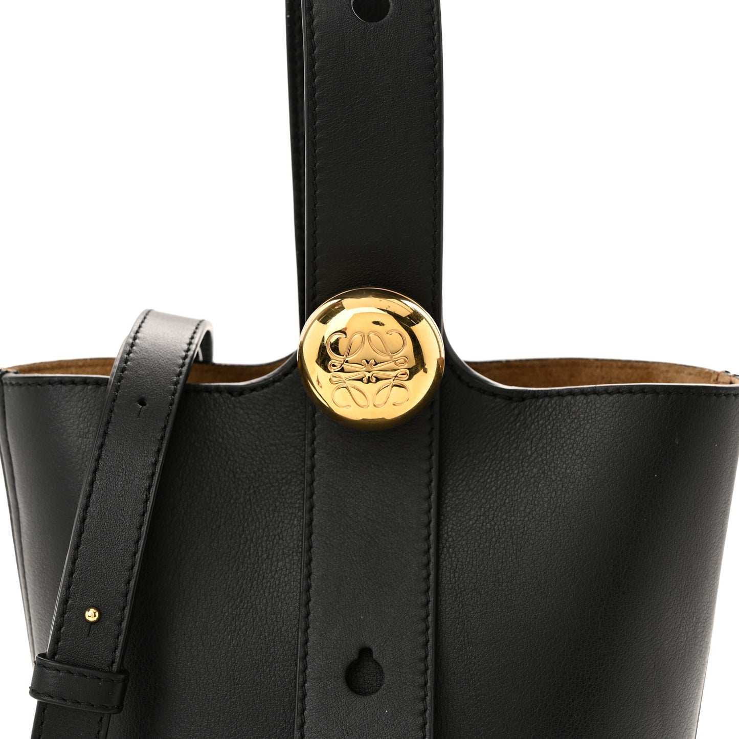 Soft Grained Calfskin Mini Pebble Bucket Bag Black