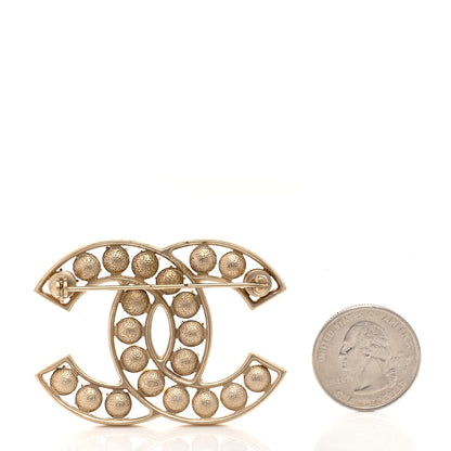 Chanel Pearl Crystal CC Brooch Gold Pearly White 2 of 3