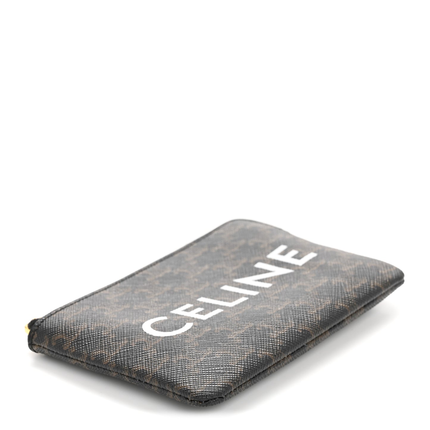 Triomphe Canvas Logo Coin and Card Pouch With Hook Black