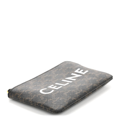 Celine Triomphe Canvas Logo Coin and Card Pouch With Hook Black 4 of 10