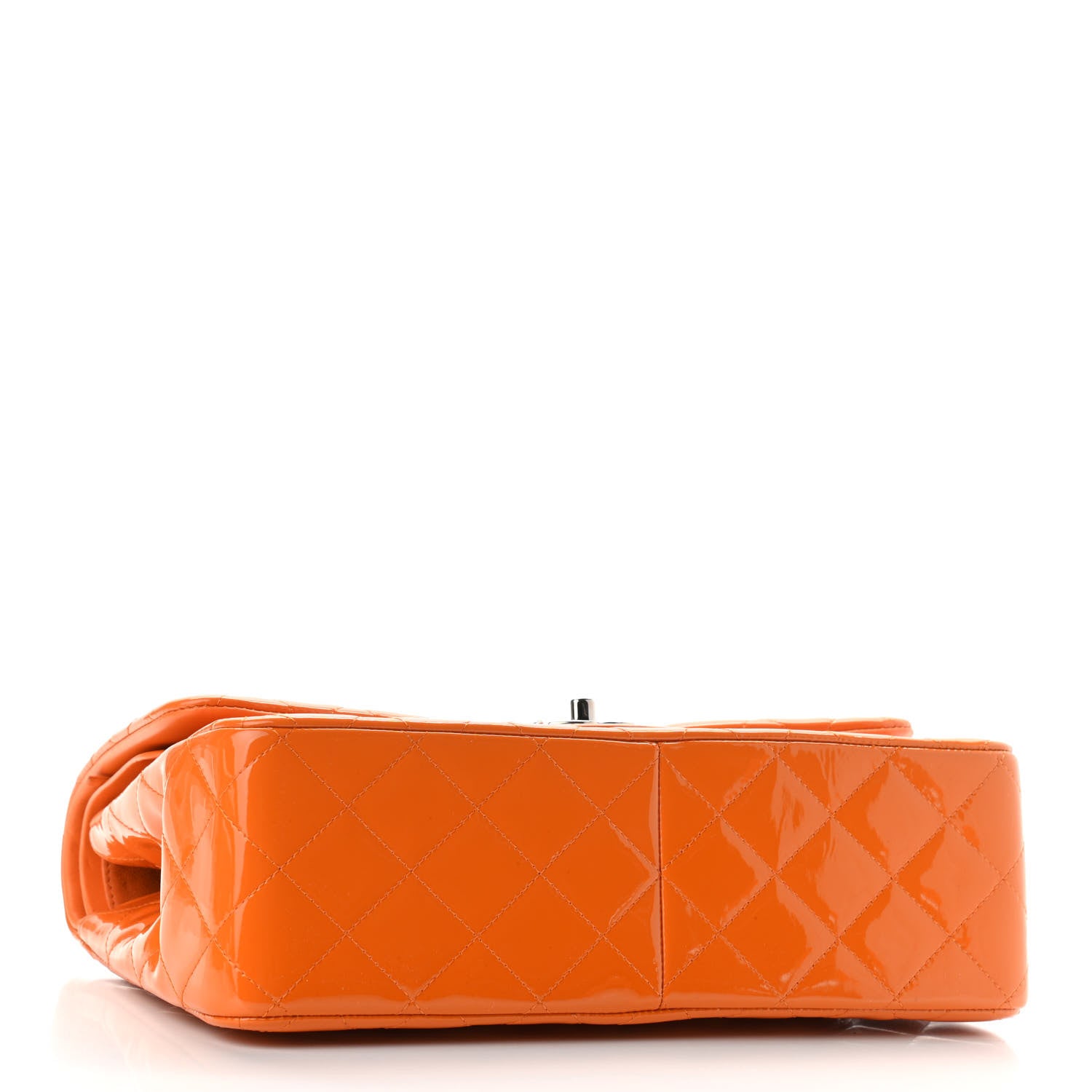 Chanel Patent Quilted Jumbo Double Flap Orange 4 of 11