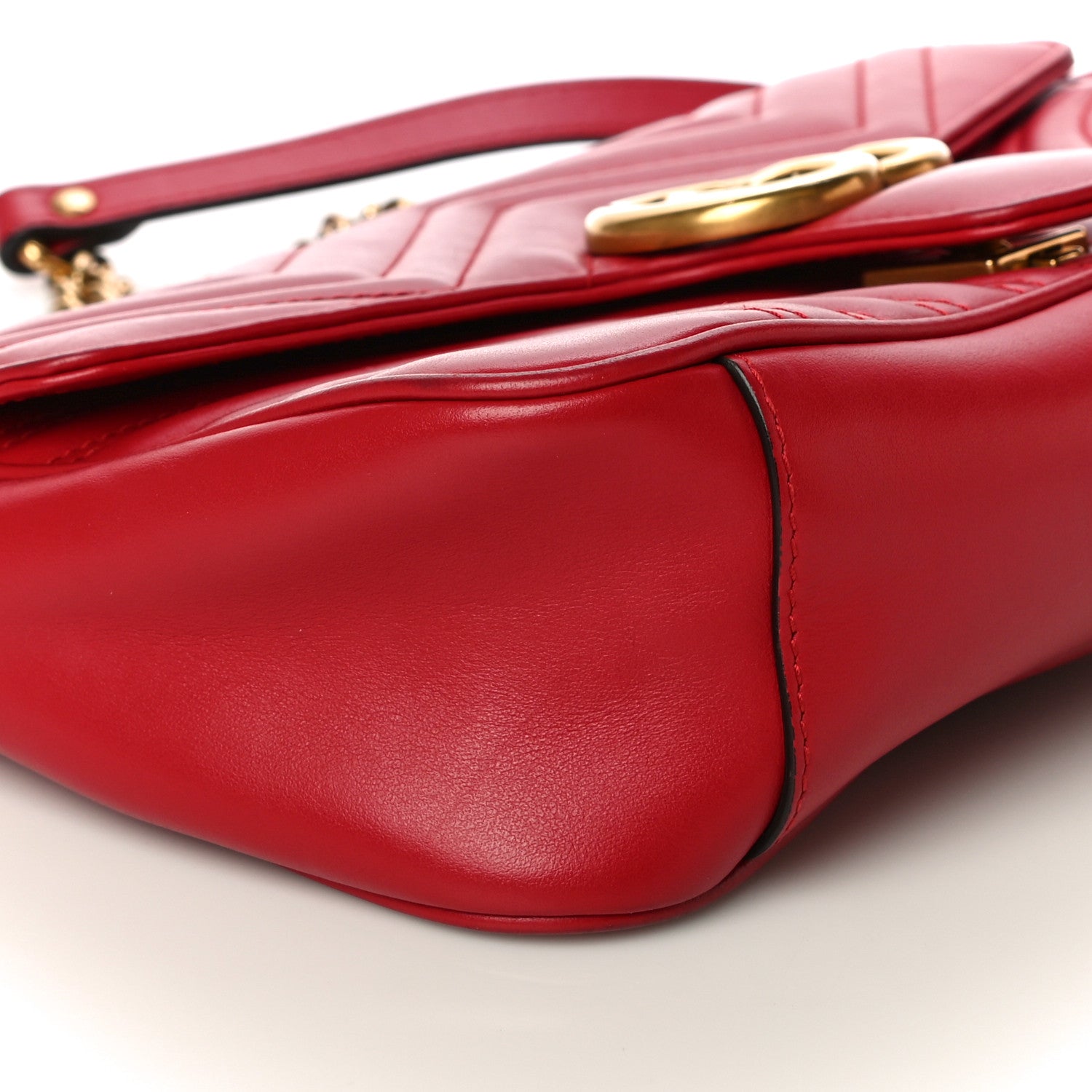 Gucci Calfskin Matelasse Small GG Marmont Shoulder Bag Hibiscus Red 12 of 16