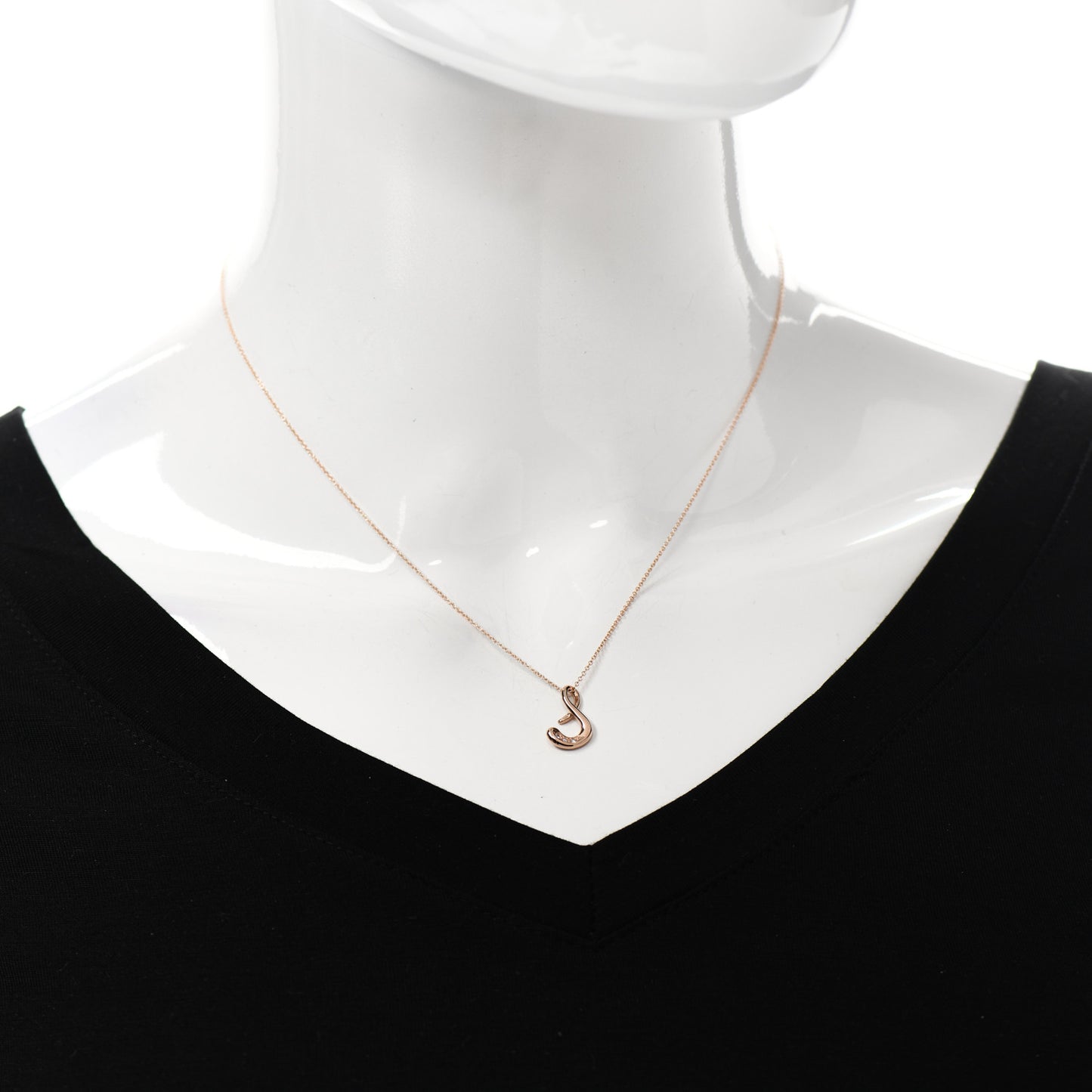 18K Rose Gold Diamond Elsa Peretti Letter S Pendant Necklace