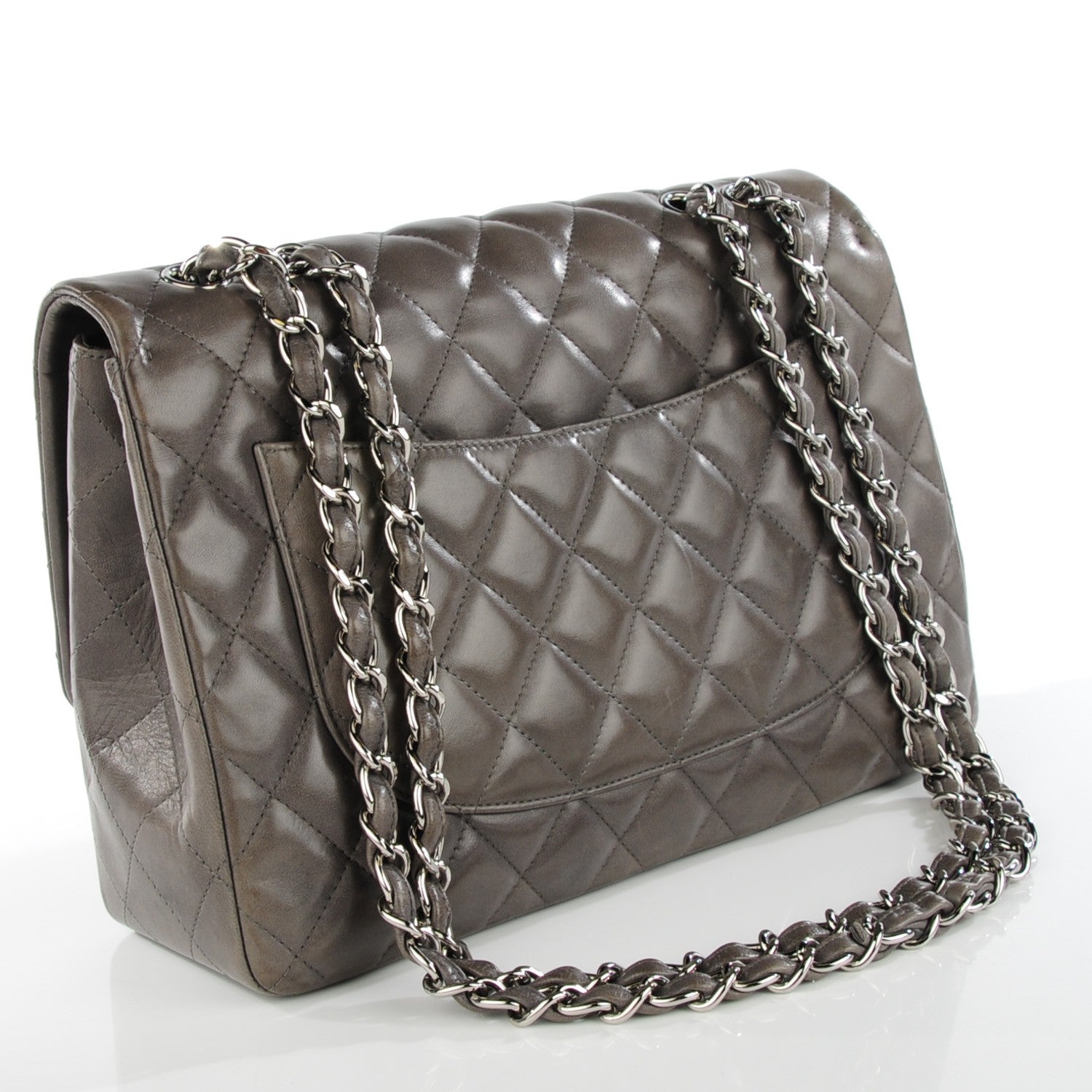 Chanel Lambskin Quilted Jumbo Single Flap Dark Grey 3 of 8