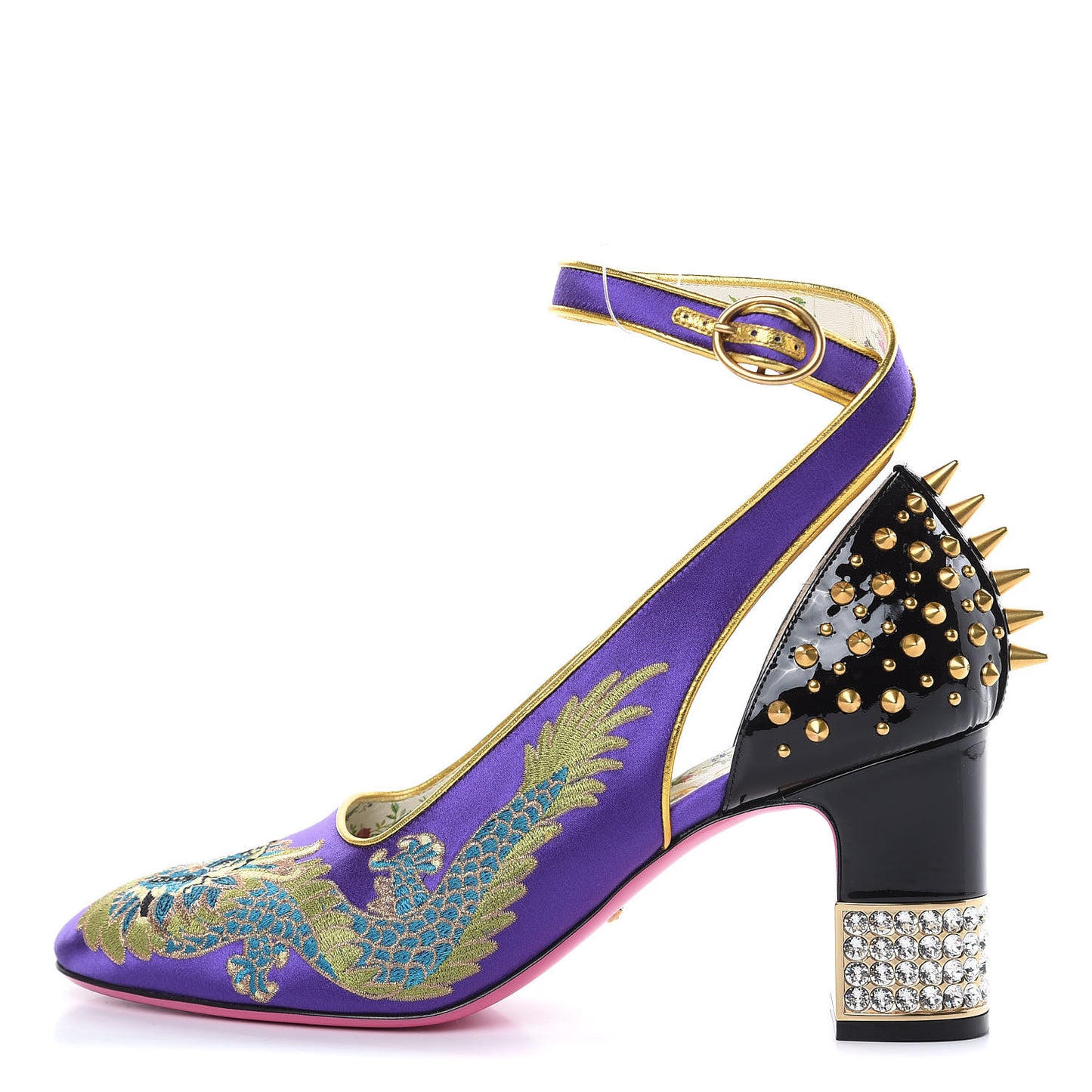 Satin Embroidered Dragon Caspar Pumps 41 Purple Oro Vecchio Black