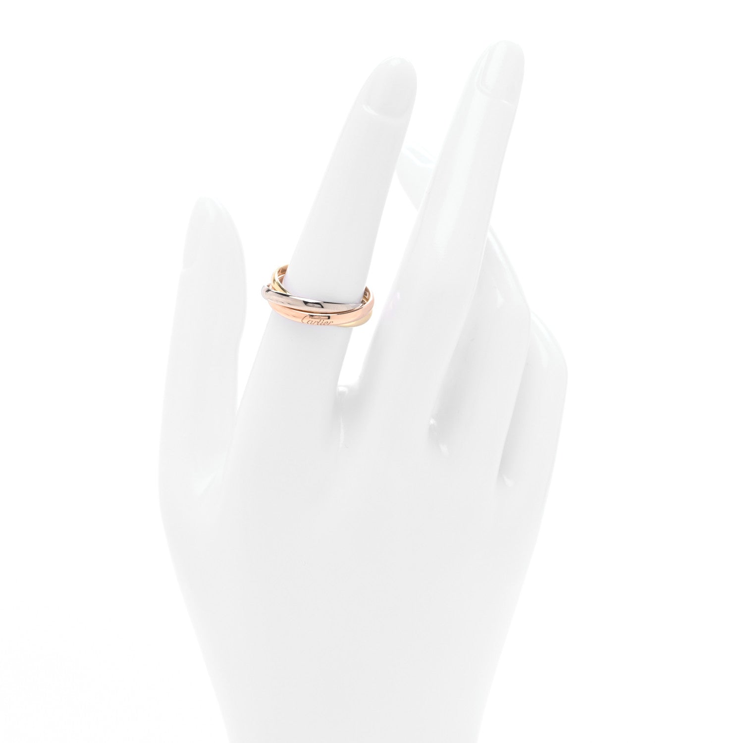 Cartier 18K Pink Yellow White Gold Small Trinity Ring 54 6.75 2 of 5