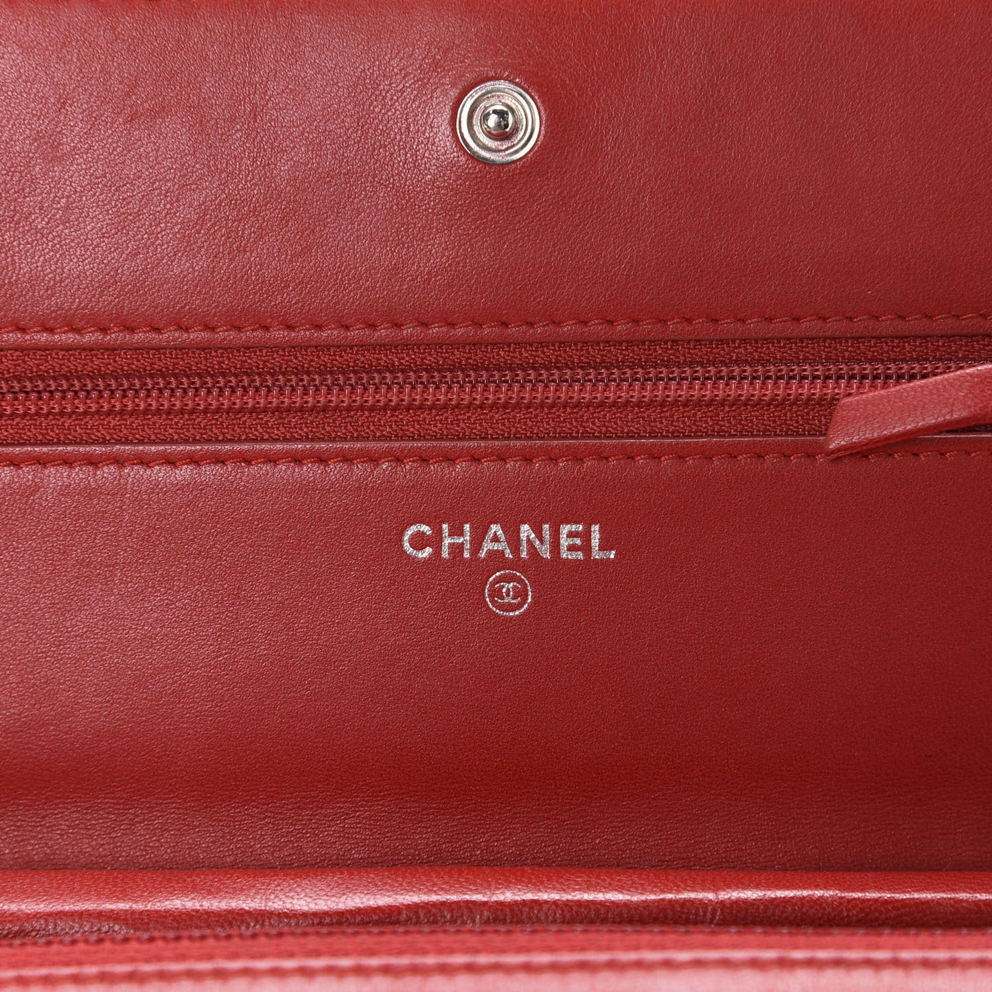 Lambskin Camellia Embossed Wallet On Chain WOC Red