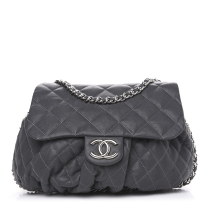 Chanel Crumpled Lambskin Quilted Medium Chain Around Flap Dark Grey 1 of 10