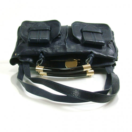Chloe Lambskin Saskia Satchel Navy 4 of 11