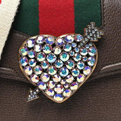 Gucci Textured Calfskin Web Crystal Heart Stripe Small Totem Shoulder Bag New Acero 8 of 11