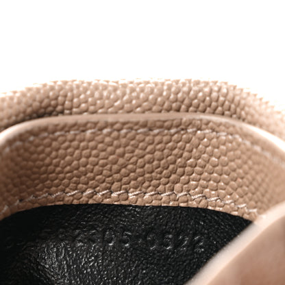 Saint Laurent Grain De Poudre Uptown Monogram Card Case Dark Beige 7 of 9
