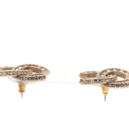 Chanel Crystal Timeless CC Earrings Light Gold 6 of 7