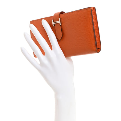 Hermes Epsom Bearn Gusset Wallet Orange 2 of 10