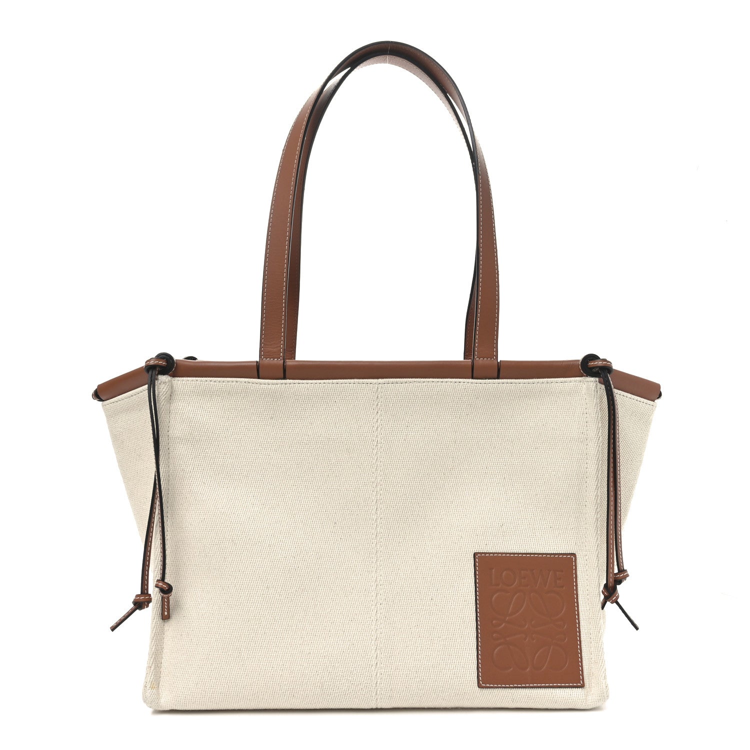 Loewe Canvas Calfskin Cushion Tote Beige 1743119 – FASHIONPHILE