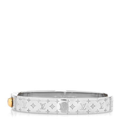 Louis Vuitton Brass Palladium Plated Nanogram Cuff S Silver 1 of 7