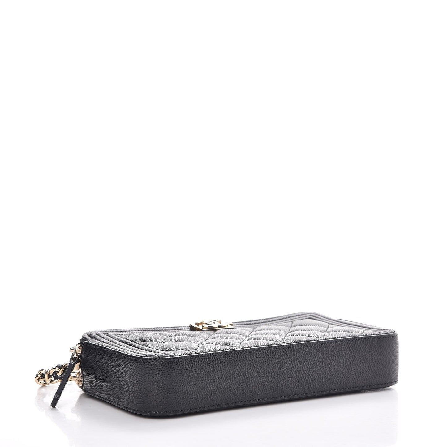 Caviar Quilted Small Boy Clutch With Chain Black