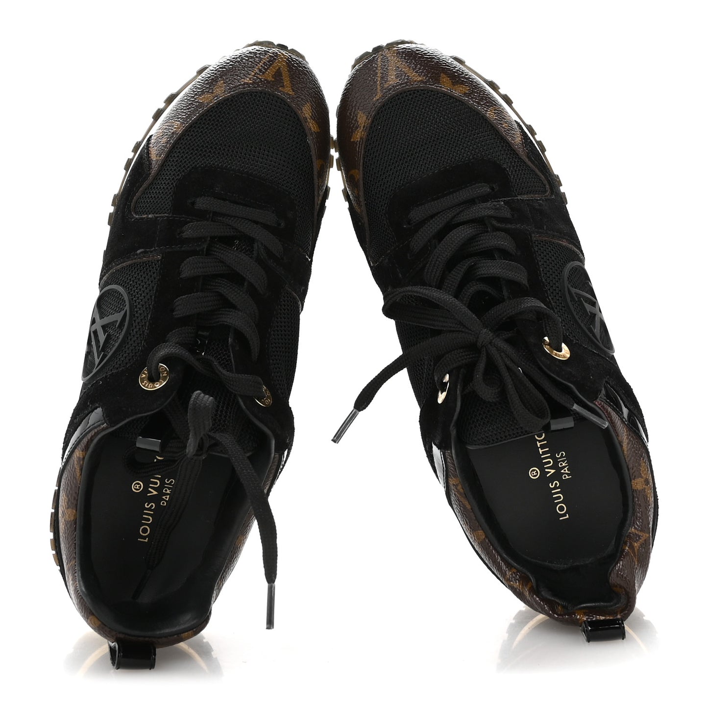 Suede Monogram Run Away Sneakers 36.5 Black