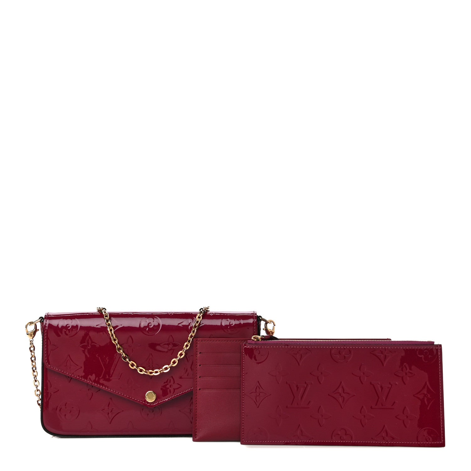 Louis Vuitton Vernis Felicie Chain Wallet Magenta 1 of 14