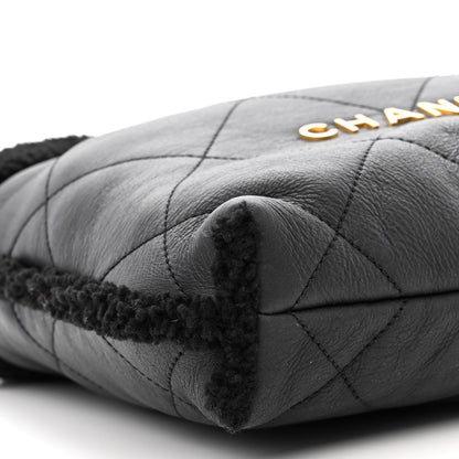 Chanel Aged Lambskin Shearling Quilted Small Chanel 22 Black 10 of 12
