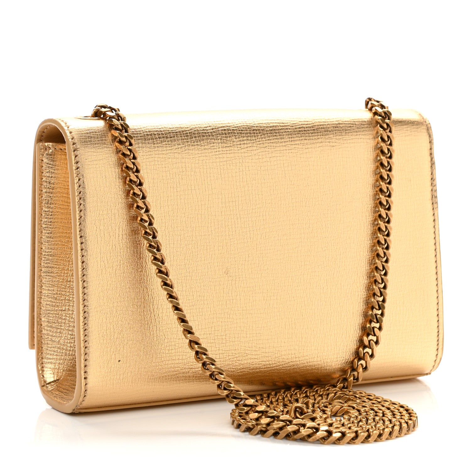Saint Laurent Metallic Calfskin Small Classic Monogram Kate Tassel Satchel Gold 2 of 11