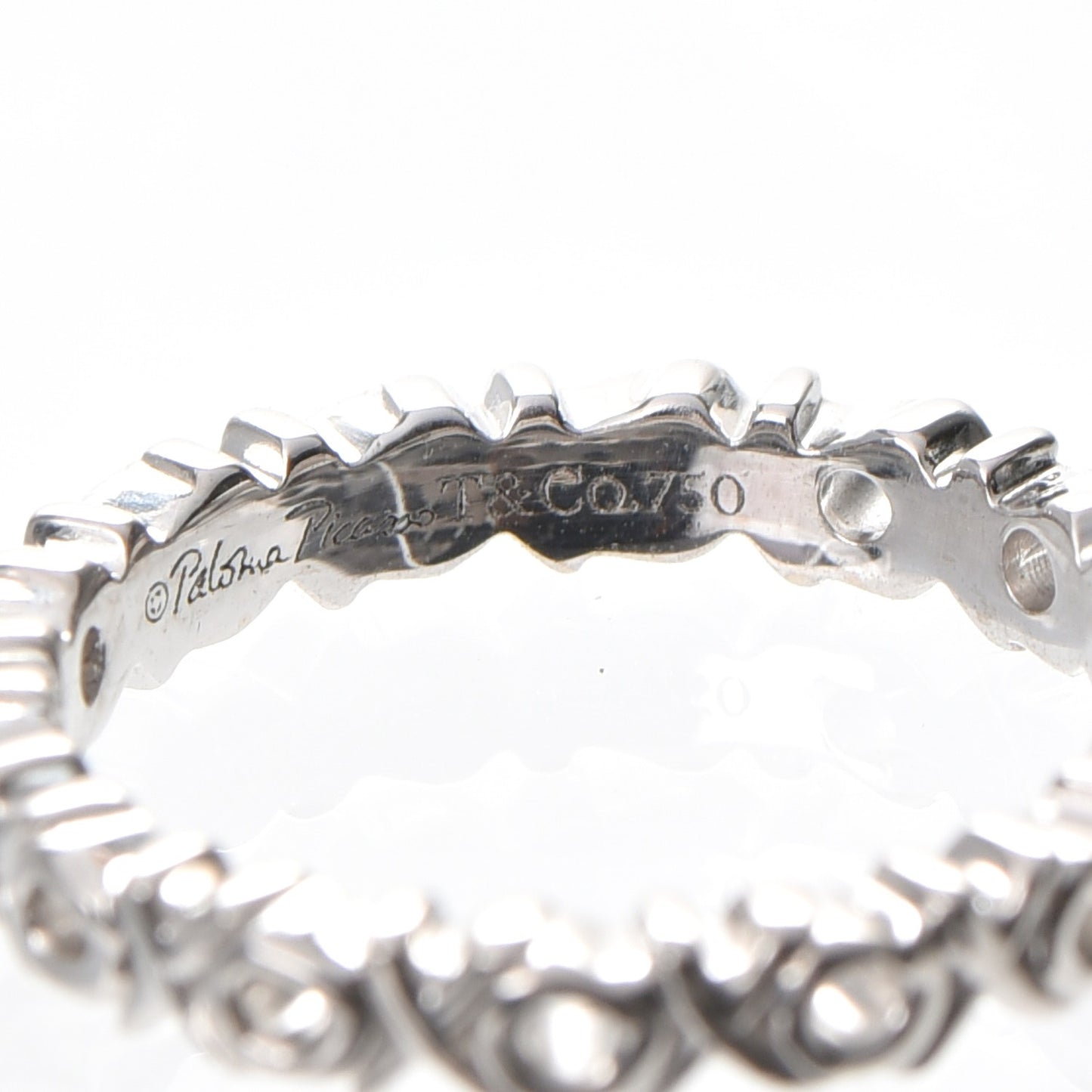 18K White Gold Diamond Love and Kisses Band Ring 48 4.5