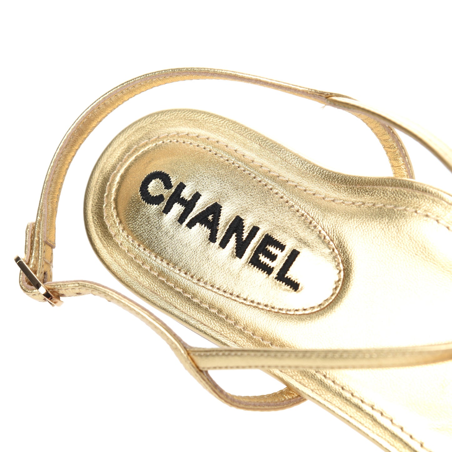 Laminated Lambskin CC Sandals 39.5 Gold