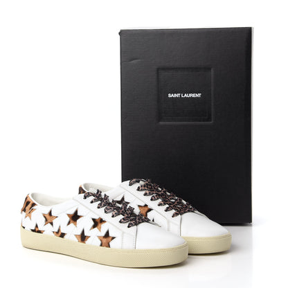 Saint Laurent Calfskin Pony Hair Star Court Sneakers 40 White 9 of 9