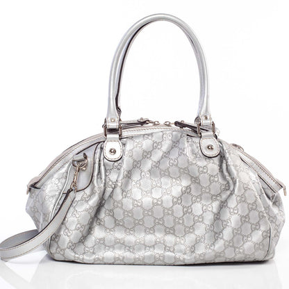 Gucci Metallic Guccissima Medium Sukey Boston Silver 3 of 8