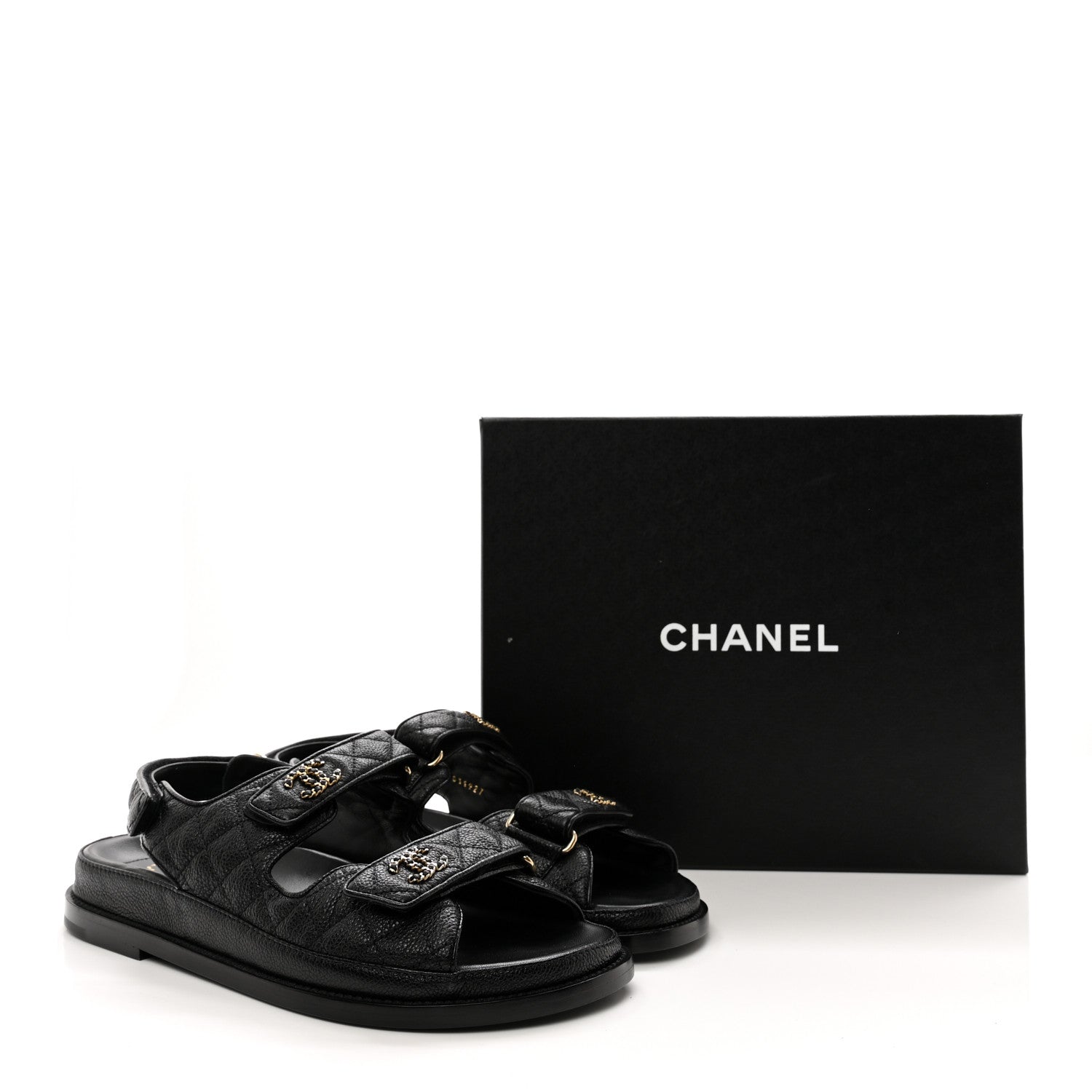 Chanel Grained Calfskin Velcro Dad Sandals 39.5 Black 18 of 18