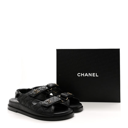 Chanel Grained Calfskin Velcro Dad Sandals 39.5 Black 18 of 18