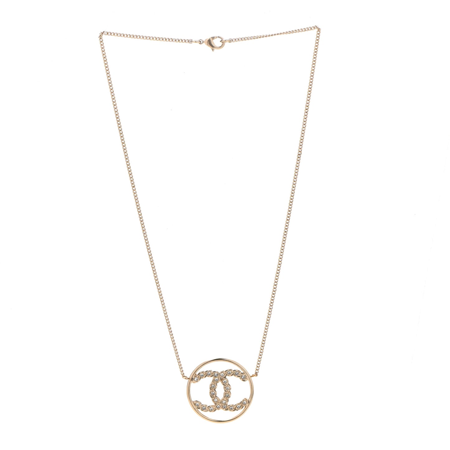 Baguette Crystal High Society CC Pendant Necklace Gold