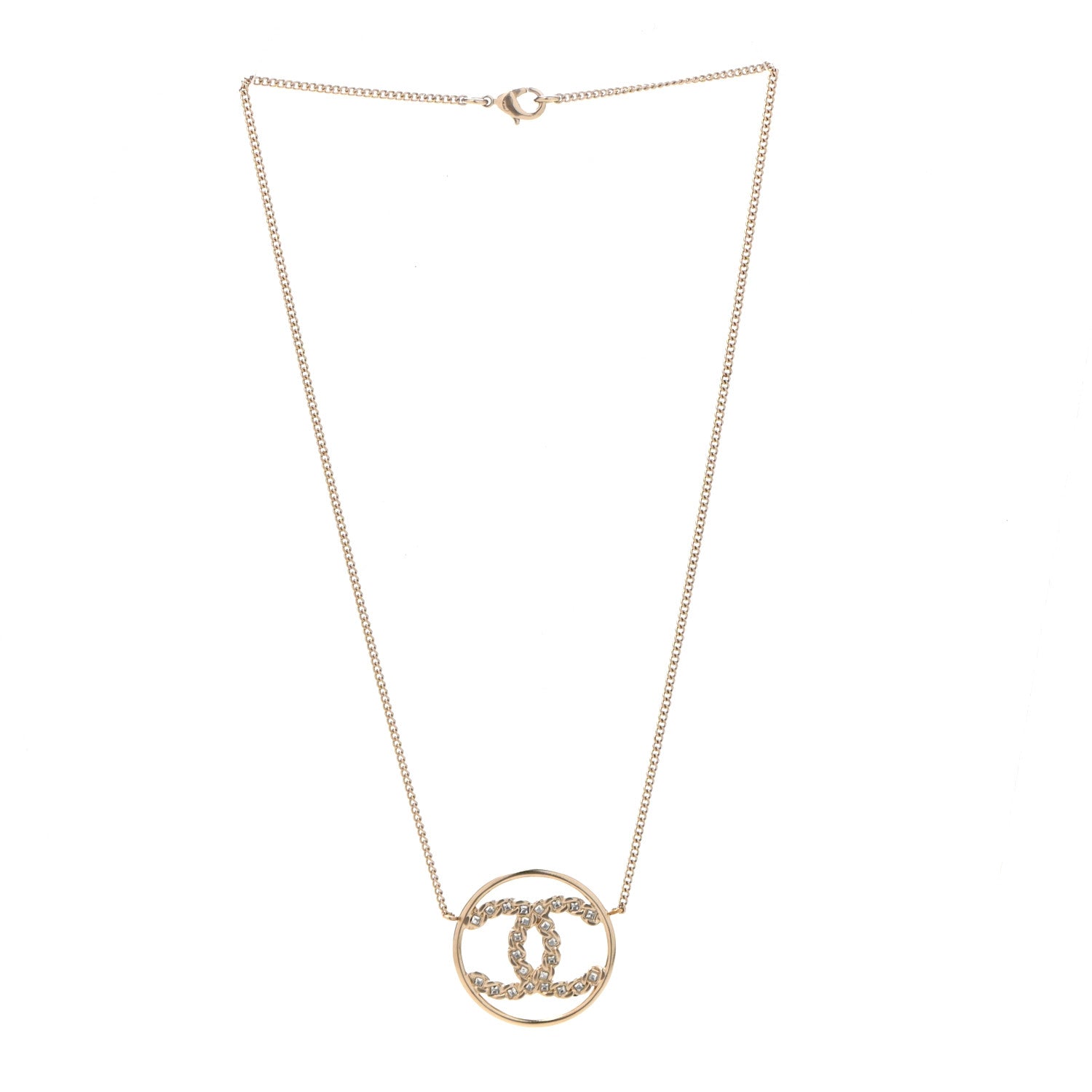 Chanel Baguette Crystal High Society CC Pendant Necklace Gold 3 of 7