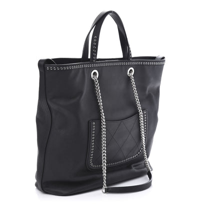 Chanel Grained Calfskin Large Coco Eyelets Shopping Tote Black 3 of 11