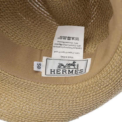 Hermes Straw Grosgrain Hat 58 4 of 4