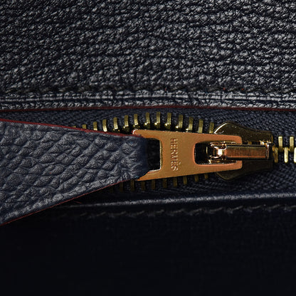 Hermes Epsom Contour Birkin 25 Bleu Indigo Rouge H 12 of 34