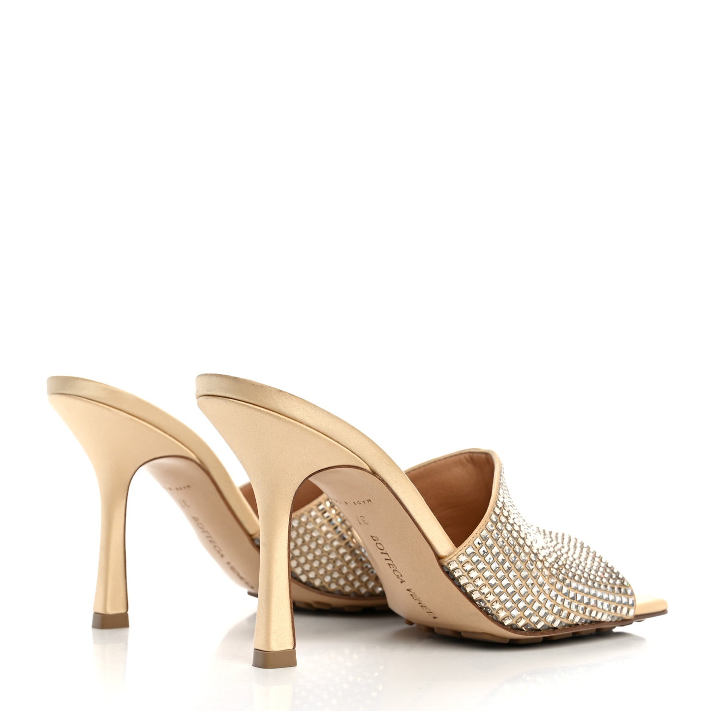 Satin Crystal Embellished Stretch Mule Sandals 37 Cane Sugar