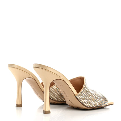 Bottega Veneta Satin Crystal Embellished Stretch Mule Sandals 37 Cane Sugar 5 of 9