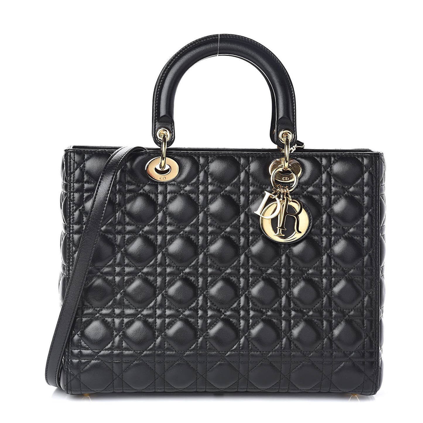 Lambskin Cannage Large Lady Dior Black