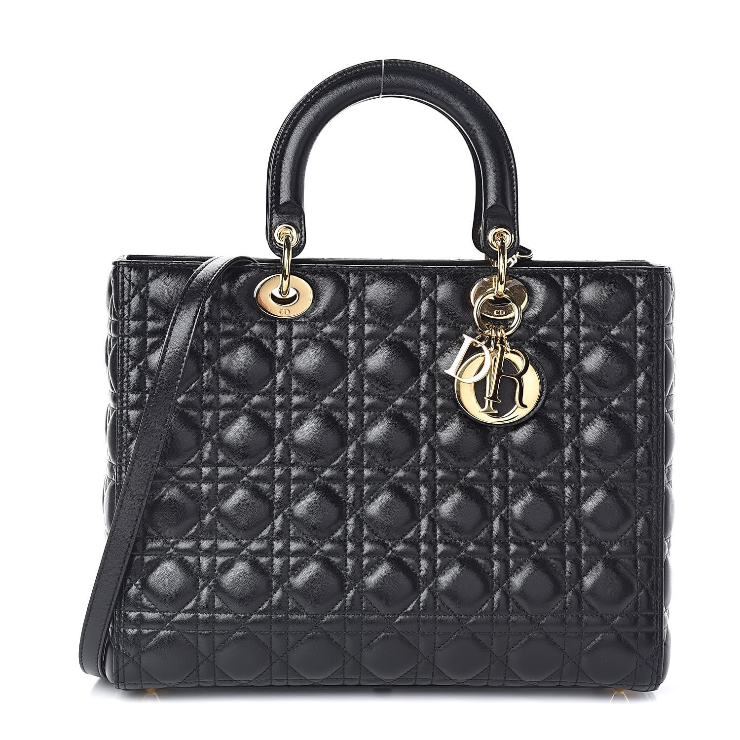 Christian Dior Lambskin Cannage Large Lady Dior Black 1 of 8