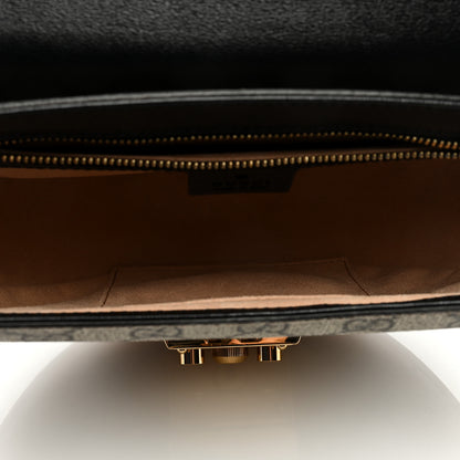 Gucci GG Supreme Monogram Calfskin Small Padlock Messenger Shoulder Bag Beige Black Cuir 5 of 9