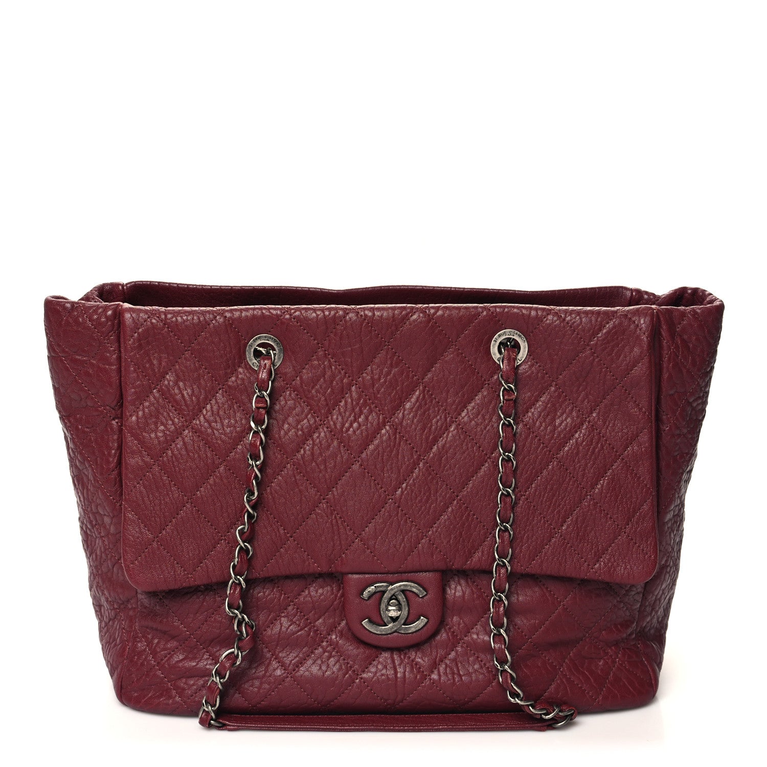 Chanel Crumpled Lambskin Quilted Large Tote Burgundy 1 of 11