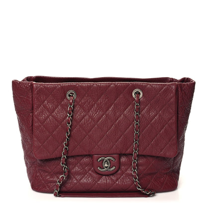 Chanel Crumpled Lambskin Quilted Large Tote Burgundy 1 of 11