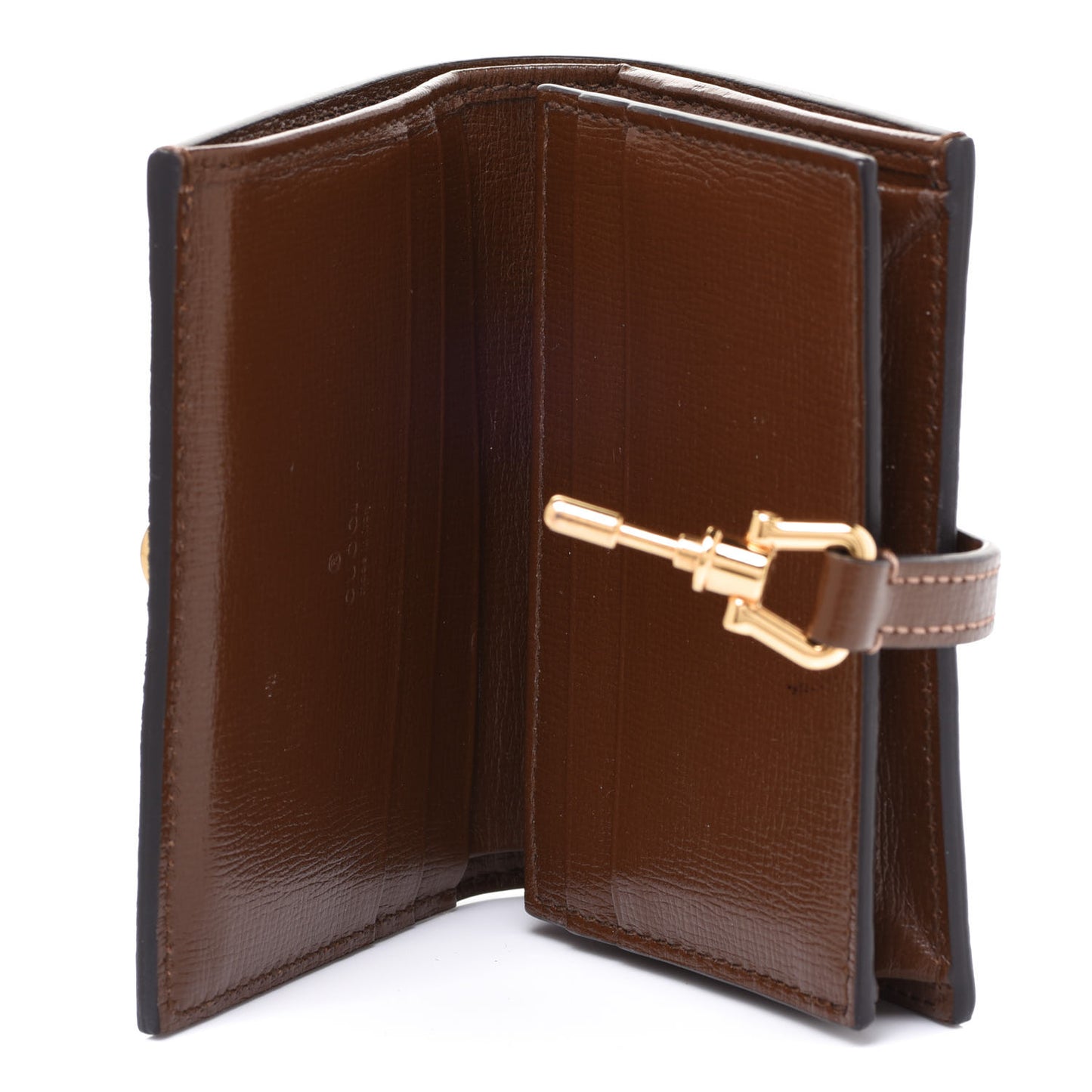 GG Supreme Monogram Textured Calfskin Web Jackie 1961 Card Case Beige Ebony Brown Sugar