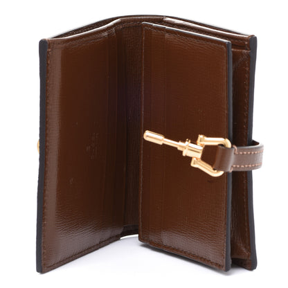 Gucci GG Supreme Monogram Textured Calfskin Web Jackie 1961 Card Case Beige Ebony Brown Sugar 5 of 7