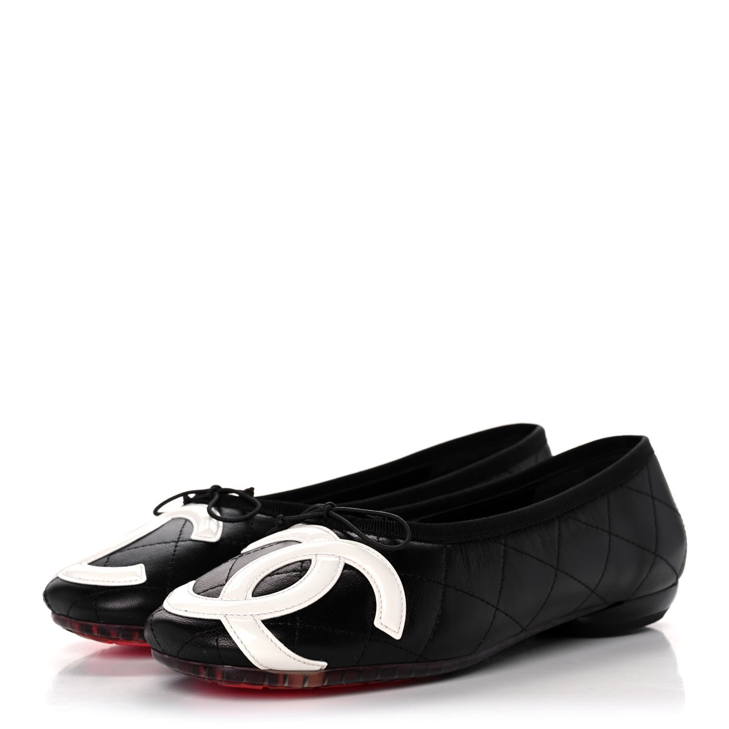 Chanel Lambskin Cambon Quilted Ballerina Flats 37 Black 3 of 10