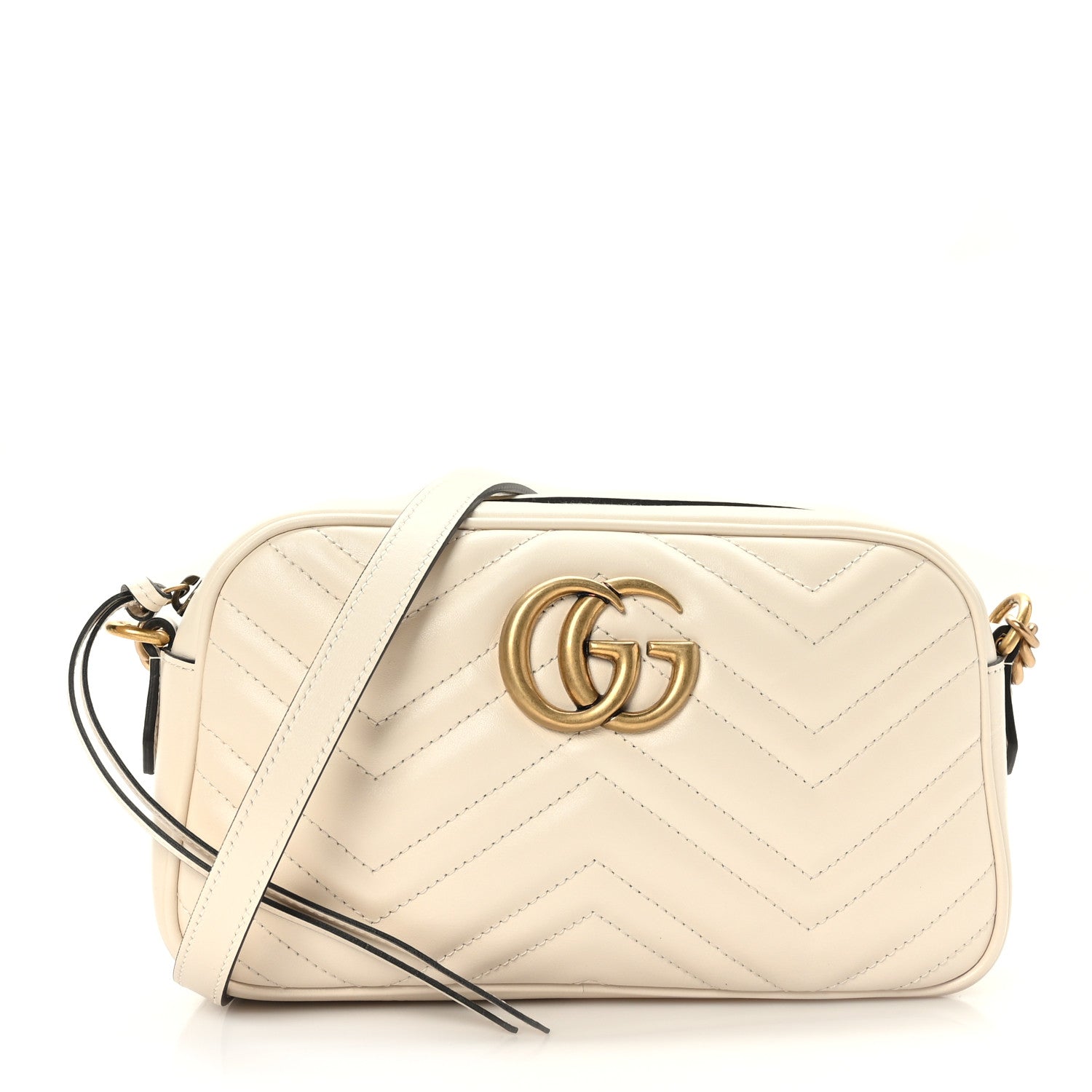 Gucci Calfskin Matelasse Small GG Marmont Chain Shoulder Bag White 1 of 8