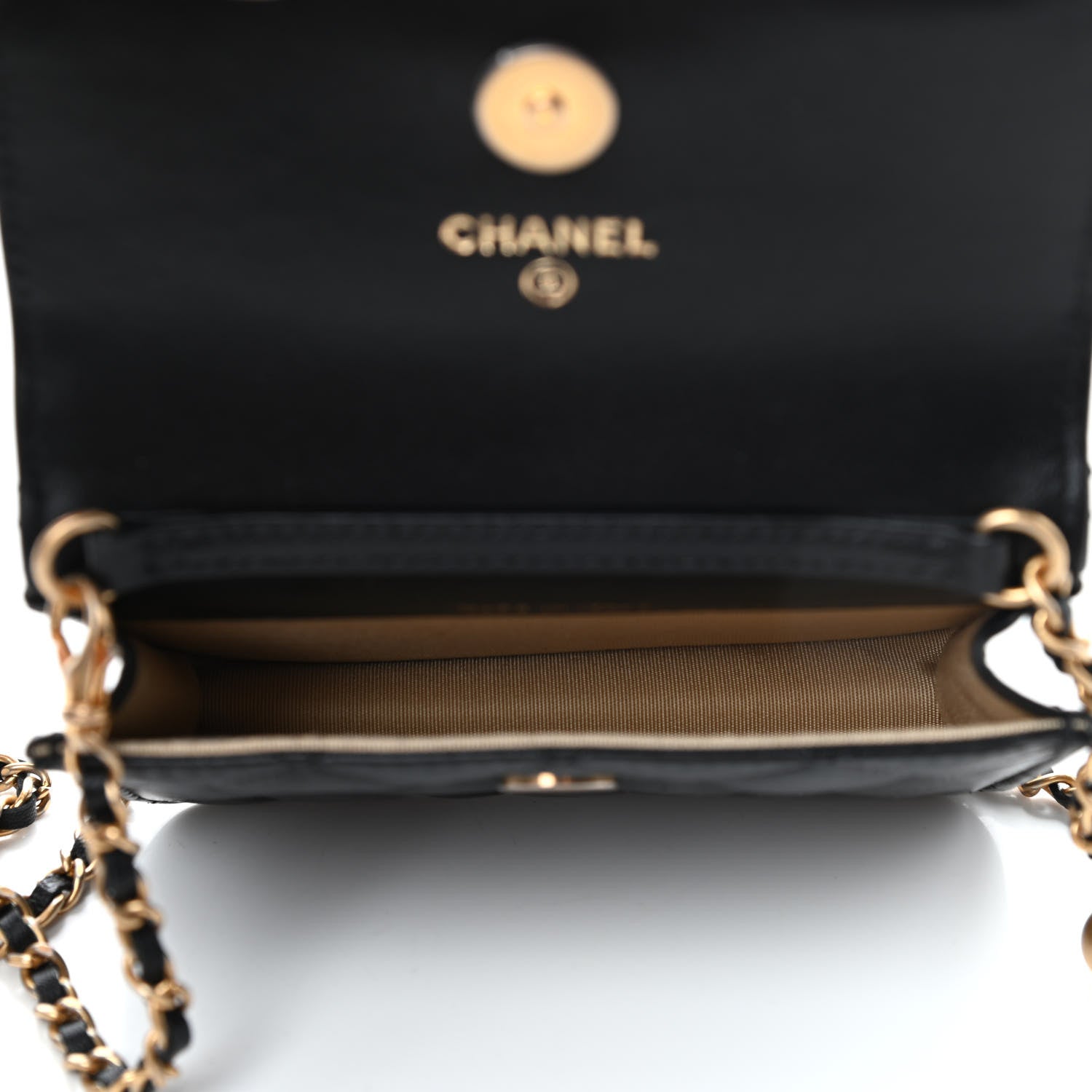 Chanel Lambskin Quilted Pearl Crush Clutch With Chain Black 4 of 4